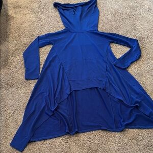 Blue Hooded Tunic Dress